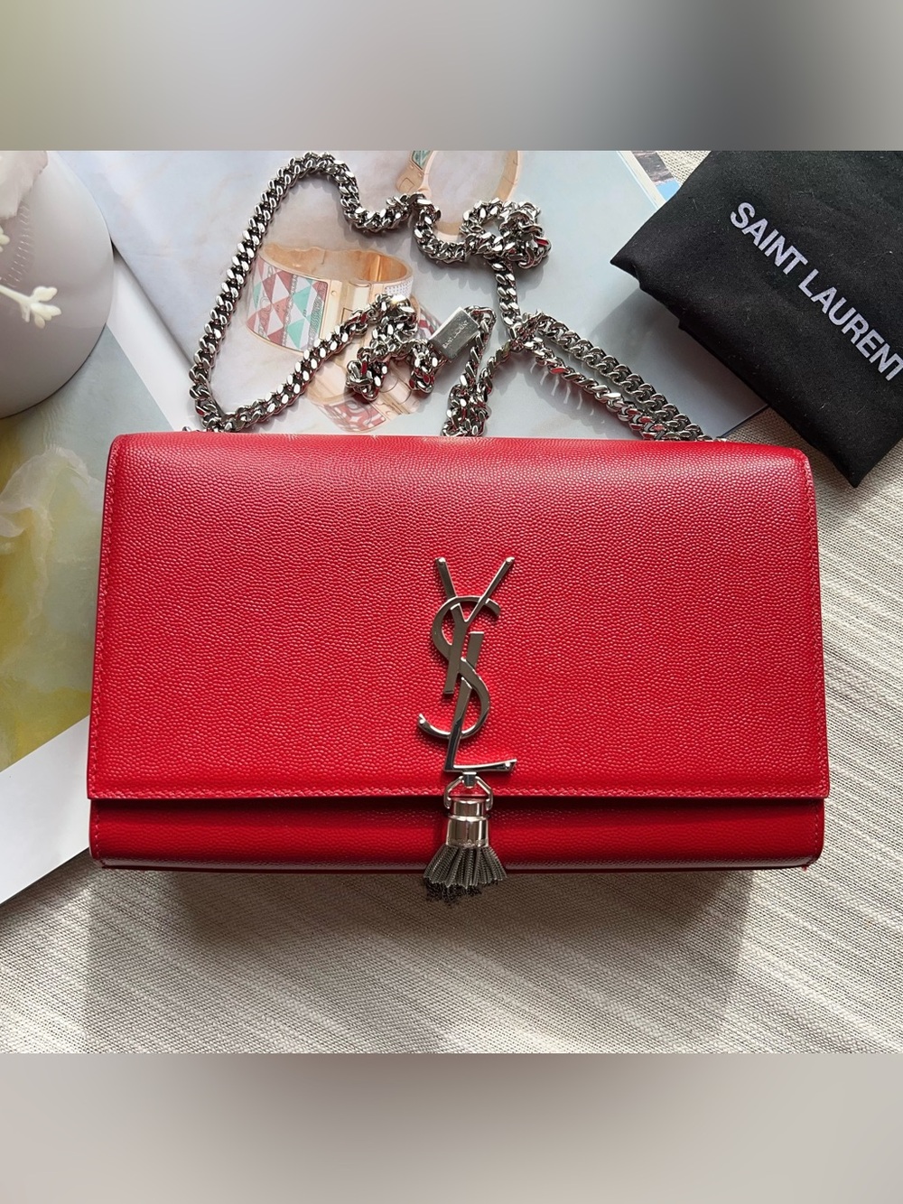Saint Laurent Medium Kate Tassel Red